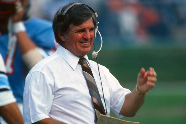 CLEVELAND, OH - SEPTEMBER 13:  Head coach Ed Biles of the Houston Oilers looks on from the sideline during a game against the Cleveland Browns at Cleveland Municipal Stadium on September 13, 1981 in Cleveland, Ohio.  The Oilers defeated the Browns 9-3. (Photo by George Gojkovich/Getty Images) *** Local Caption *** Ed Biles