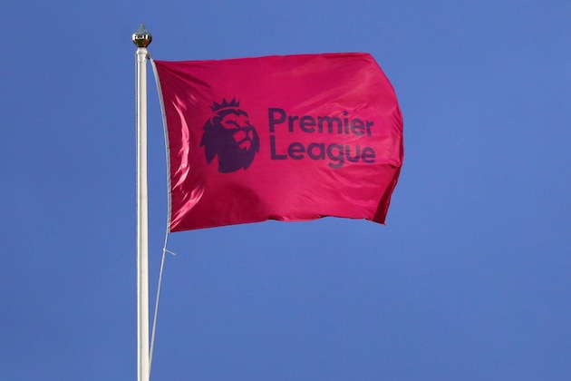NORWICH, ENGLAND - FEBRUARY 15: The Premier League logo on a flag during the Premier League match between Norwich City and Liverpool FC at Carrow Road on February 15, 2020 in Norwich, United Kingdom. (Photo by Catherine Ivill/Getty Images)