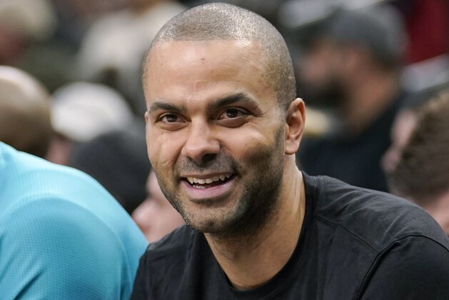 FILE - In trhis Jan. 14, 2019, file photo, Charlotte Hornets' Tony Parker laughs on the bench during the second half of an NBA basketball game against the San Antonio Spurs, in San Antonio. Four-time NBA champion Tony Parker has announced he's retiring after 18 seasons. The 37-year-old guard played 17 said on Twitter Monday, June 10, 2019, that it was an emotional decision and that it has been an FILE - In trhis Jan. 14, 2019, file photo, Charlotte Hornets' Tony Parker laughs on the bench during the second half of an NBA basketball game against the San Antonio Spurs, in San Antonio. Four-time NBA champion Tony Parker has announced he's retiring after 18 seasons. The 37-year-old guard played 17 said on Twitter Monday, June 10, 2019, that it was an emotional decision and that it has been an