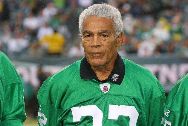 PHILADELPHIA - SEPTEMBER 12:  Former Philadelphia Eagles running back Timmy Brown #22 is honored at halftime during a game against the Green Bay Packers on September 12, 2010 at Lincoln Financial Field in Philadelphia, Pennsylvania. The Packers won 27-20. (Photo by Hunter Martin/Philadelphia Eagles/Getty Images)