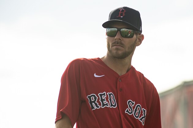 FT. MYERS, FL - FEBRUARY 16: Chris sale #41 of the Boston Red Sox looks on during a team workout on February 16, 2020 at jetBlue Park at Fenway South in Fort Myers, Florida. (Photo by Billie Weiss/Boston Red Sox/Getty Images)
