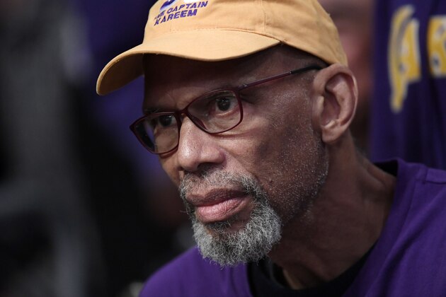 LOS ANGELES, CA - FEBRUARY 21: Los Angeles Lakers great Kareem Abdul-Jabbar attends the Los Angeles Lakers and Memphis Grizzlies basketball game at Staples Center on February 21, 2020 in Los Angeles, California. (Photo by Kevork S. Djansezian/Getty Images)