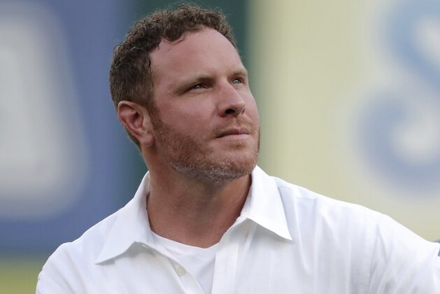 Former player Josh Hamilton participates in a club hall of fame induction ceremony where Hamilton was honored before a baseball game against the Minnesota Twins in Arlington, Texas, Saturday, Aug. 17, 2019. (AP Photo/Tony Gutierrez) Former player Josh Hamilton participates in a club hall of fame induction ceremony where Hamilton was honored before a baseball game against the Minnesota Twins in Arlington, Texas, Saturday, Aug. 17, 2019. (AP Photo/Tony Gutierrez)