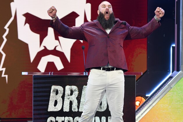 LAS VEGAS, NEVADA - OCTOBER 11:  WWE wrestler Braun Strowman is introduced at a WWE news conference at T-Mobile Arena on October 11, 2019 in Las Vegas, Nevada. Strowman will face heavyweight boxer Tyson Fury and WWE champion Brock Lesnar will take on former UFC heavyweight champion Cain Velasquez at the WWE's Crown Jewel event at Fahd International Stadium in Riyadh, Saudi Arabia on October 31.  (Photo by Ethan Miller/Getty Images)