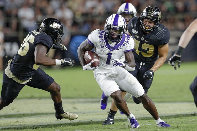 WEST LAFAYETTE, IN - SEPTEMBER 14: Jalen Reagor #1 of the TCU Horned Frogs runs the ball during the game against the Purdue Boilermakers at Ross-Ade Stadium on September 14, 2019 in West Lafayette, Indiana. (Photo by Michael Hickey/Getty Images)