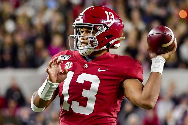 Alabama quarterback Tua Tagovailoa in an NCAA football game Saturday, Nov. 9, 2019, in Tuscaloosa, Ala. (AP Photo/Vasha Hunt)
