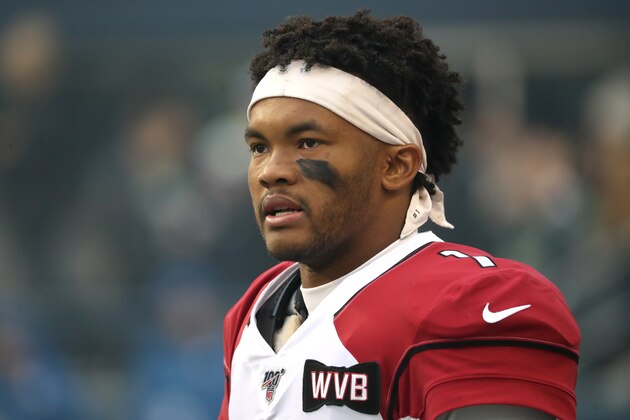 SEATTLE, WASHINGTON - DECEMBER 22: Kyler Murray #1 of the Arizona Cardinals looks on prior to taking on the Seattle Seahawks during their game at CenturyLink Field on December 22, 2019 in Seattle, Washington. (Photo by Abbie Parr/Getty Images)
