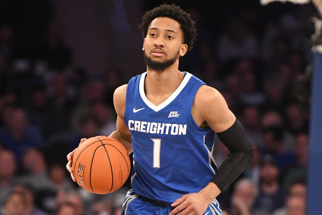 NEW YORK, NY - MARCH 14:  Davion Mintz #1 of the Creighton Bluejays dribbles up court during the Big East Conference basketball Quarterfinal game against the Xavier Musketeers at Madison Square Garden March 14, 2019 in New York City.  (Photo by Mitchell Layton/Getty Images)
