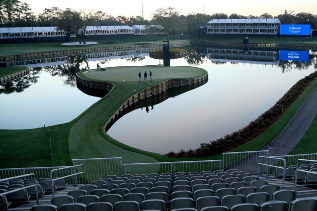 PONTE VEDRA BEACH, FLORIDA - MARCH 13: A general view of the 17th green is seen after the cancellation of the The PLAYERS Championship and consecutive PGA Tour events through April 5th,2020 due to the COVID-19 pandemic on March 13, 2020 in Ponte Vedra Beach, Florida. (Photo by Sam Greenwood/Getty Images)