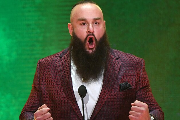 LAS VEGAS, NEVADA - OCTOBER 11:  WWE wrestler Braun Strowman speaks during a WWE news conference at T-Mobile Arena on October 11, 2019 in Las Vegas, Nevada. Strowman will face heavyweight boxer Tyson Fury and WWE champion Brock Lesnar will take on former UFC heavyweight champion Cain Velasquez at the WWE's Crown Jewel event at Fahd International Stadium in Riyadh, Saudi Arabia on October 31.  (Photo by Ethan Miller/Getty Images)