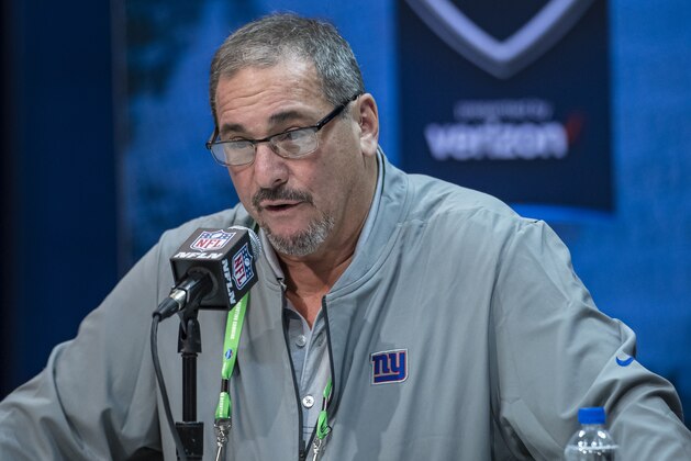 INDIANAPOLIS, IN - FEBRUARY 25: General manager Dave Gettleman of the New York Giants speaks to the media at the Indiana Convention Center on February 25, 2020 in Indianapolis, Indiana. (Photo by Michael Hickey/Getty Images) *** Local Capture *** Dave Gettleman