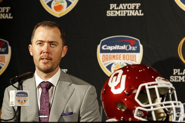 Oklahoma head coach Lincoln Riley speaks at an NCAA college football news conference in Fort Lauderdale, Fla., Friday, Dec. 28, 2018. Alabama plays Oklahoma in the Orange Bowl on Saturday, Dec. 29. (AP Photo/Joe Skipper)