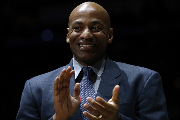 NEW ORLEANS, LA - FEBRUARY 14:  General manager Dell Demps of the New Orleans Pelicans reacts before a game against the Los Angeles Lakers at the Smoothie King Center on February 14, 2018 in New Orleans, Louisiana. NOTE TO USER: User expressly acknowledges and agrees that, by downloading and or using this photograph, User is consenting to the terms and conditions of the Getty Images License Agreement.  (Photo by Jonathan Bachman/Getty Images)