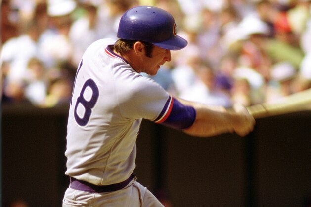 CINCINNATI, OH - CIRCA 1972:  Second baseman Glenn Beckert #18 of the Chicago Cubs at bat during a game in 1972 against the Cincinnati Reds at Riverfront Stadium in Cincinnati, OH.  Glenn Beckert played for 12 years with 2 different teams and was  a 4-time All-Star. (Photo by: 1972 SPX/Diamond Images via Getty Images)