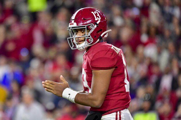 Alabama quarterback Tua Tagovailoa in an NCAA football game Saturday, Nov. 9, 2019, in Tuscaloosa, Ala. (AP Photo/Vasha Hunt)