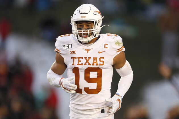 Texas defensive back Brandon Jones runs on the field during the second half of an NCAA college football game against Iowa State, Saturday, Nov. 16, 2019, in Ames, Iowa. Iowa State won 23-21. (AP Photo/Charlie Neibergall) Texas defensive back Brandon Jones runs on the field during the second half of an NCAA college football game against Iowa State, Saturday, Nov. 16, 2019, in Ames, Iowa. Iowa State won 23-21. (AP Photo/Charlie Neibergall)