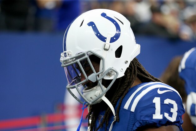 INDIANAPOLIS, INDIANA - DECEMBER 22: T.Y. Hilton #13 of the Indianapolis Colts walks off the field at halftime in the game against the Carolina Panthers at Lucas Oil Stadium on December 22, 2019 in Indianapolis, Indiana. (Photo by Justin Casterline/Getty Images)
