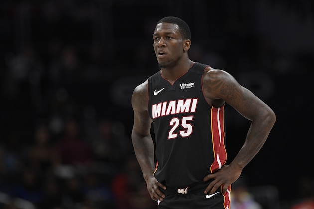 Miami Heat guard Kendrick Nunn (25) stands on the court during the first half of an NBA basketball game against the Washington Wizards, Sunday, March 8, 2020, in Washington. (AP Photo/Nick Wass) Miami Heat guard Kendrick Nunn (25) stands on the court during the first half of an NBA basketball game against the Washington Wizards, Sunday, March 8, 2020, in Washington. (AP Photo/Nick Wass)