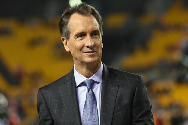 PITTSBURGH, PA - OCTOBER 02: Cris Collinsworth, NBC Sports Sunday Night Football announcer, looks on from the sideline before a game between the Kansas City Chiefs and Pittsburgh Steelers at Heinz Field on October 2, 2016 in Pittsburgh, Pennsylvania. The Steelers defeated the Chiefs 43-14. (Photo by George Gojkovich/Getty Images) PITTSBURGH, PA - OCTOBER 02: Cris Collinsworth, NBC Sports Sunday Night Football announcer, looks on from the sideline before a game between the Kansas City Chiefs and Pittsburgh Steelers at Heinz Field on October 2, 2016 in Pittsburgh, Pennsylvania. The Steelers defeated the Chiefs 43-14. (Photo by George Gojkovich/Getty Images)