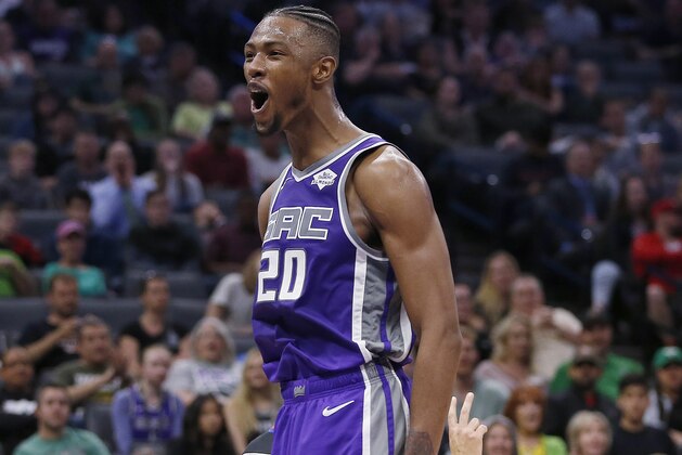 Sacramento Kings forward Harry Giles III reacts to a foul called against him during the second half of the team's NBA basketball game against the Chicago Bulls, Sunday, March 17, 2019, in Sacramento, Calif. The Kings won 129-102. (AP Photo/Rich Pedroncelli) Sacramento Kings forward Harry Giles III reacts to a foul called against him during the second half of the team's NBA basketball game against the Chicago Bulls, Sunday, March 17, 2019, in Sacramento, Calif. The Kings won 129-102. (AP Photo/Rich Pedroncelli)