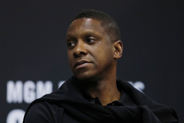 LAS VEGAS, NEVADA - JULY 10: President Masai Ujiri of the Toronto Raptors looks on during the game between the Chicago Bulls and the Charlotte Hornets during the 2019 Summer League at the Cox Pavilion on July 10, 2019 in Las Vegas, Nevada. NOTE TO USER: User expressly acknowledges and agrees that, by downloading and or using this photograph, User is consenting to the terms and conditions of the Getty Images License Agreement. (Photo by Michael Reaves/Getty Images)