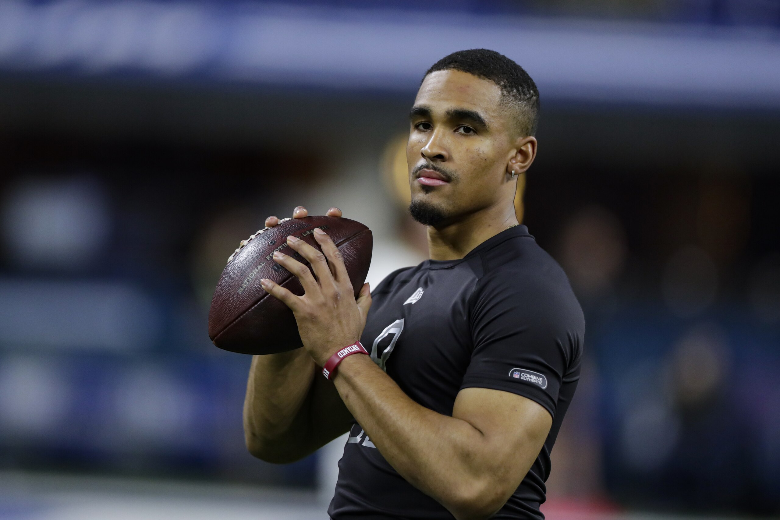 Oklahoma quarterback Jalen Hurts runs a drill at the NFL football scouting combine in Indianapolis, Thursday, Feb. 27, 2020. (AP Photo/Michael Conroy) Oklahoma quarterback Jalen Hurts runs a drill at the NFL football scouting combine in Indianapolis, Thursday, Feb. 27, 2020. (AP Photo/Michael Conroy)