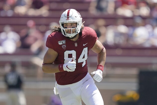 Stanford tight end Colby Parkinson (84) in action against Northwestern in the first half during an NCAA college football game on Saturday, Aug. 31, 2019, in Stanford, Calif. (AP Photo/Tony Avelar)