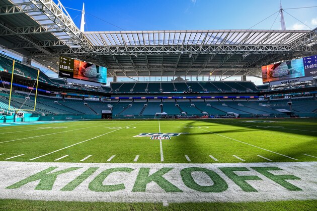 MIAMI, FLORIDA - SEPTEMBER 08: A general view of the NFL Kickoff  on display prior to the game between the Miami Dolphins and the Baltimore Ravens at Hard Rock Stadium on September 08, 2019 in Miami, Florida. (Photo by Mark Brown/Getty Images)