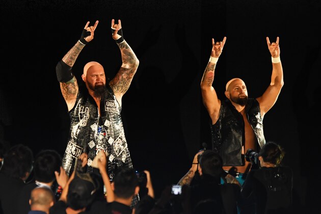 TOKYO,JAPAN - JUNE 29: Luke Gallows and Karl Anderson enter the ring during the WWE Live Tokyo at Ryogoku Kokugikan on June 29, 2019 in Tokyo, Japan. (Photo by Etsuo Hara/Getty Images)