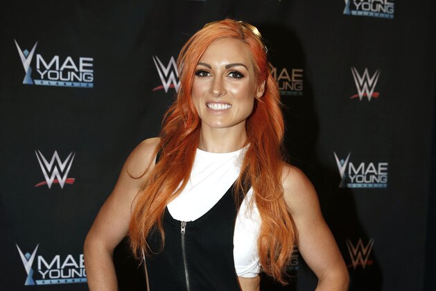 IMAGE DISTRIBUTED FOR WWE - WWE Superstar Becky Lynch celebrates the Mae Young Classic at the Thomas & Mack Center on Tuesday, Sept. 12, 2017, in Las Vegas. (Bizuayehu Tesfaye/AP Images for WWE)