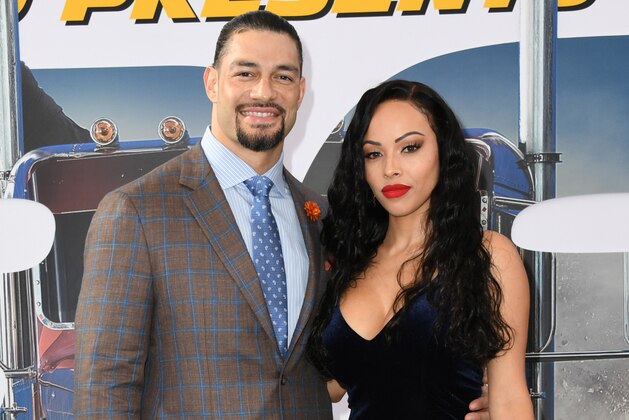 HOLLYWOOD, CALIFORNIA - JULY 13:  Roman Reigns and Galina Becker attend the Premiere Of Universal Pictures'