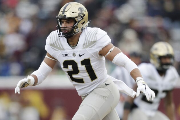 Purdue's Markus Bailey against Minnesota in the first half of a NCAA college football game Saturday, Nov. 10, 2018, in Minneapolis. (AP Photo/Andy Clayton-King)
