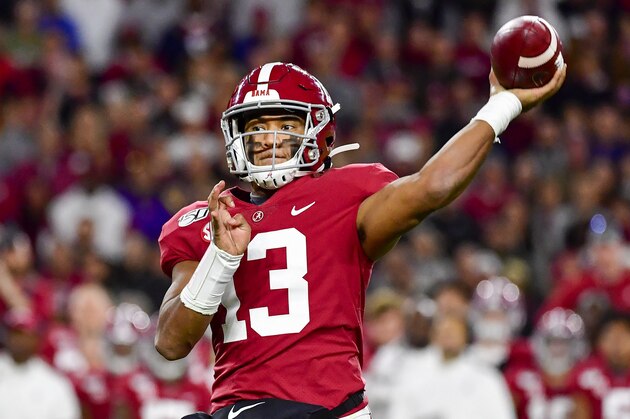 Alabama quarterback Tua Tagovailoa in an NCAA football game Saturday, Nov. 9, 2019, in Tuscaloosa, Ala. (AP Photo/Vasha Hunt) Alabama quarterback Tua Tagovailoa in an NCAA football game Saturday, Nov. 9, 2019, in Tuscaloosa, Ala. (AP Photo/Vasha Hunt)