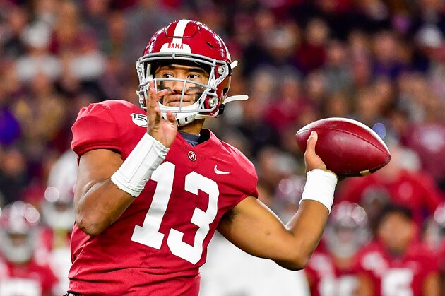 Alabama quarterback Tua Tagovailoa in an NCAA football game Saturday, Nov. 9, 2019, in Tuscaloosa, Ala. (AP Photo/Vasha Hunt) Alabama quarterback Tua Tagovailoa in an NCAA football game Saturday, Nov. 9, 2019, in Tuscaloosa, Ala. (AP Photo/Vasha Hunt)