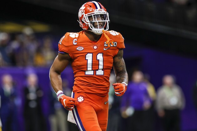 NEW ORLEANS, LA - JANUARY 13: Linebacker Isaiah Simmons #11 of the Clemson Tigers during the College Football Playoff National Championship game against the LSU Tigers at the Mercedes-Benz Superdome on January 13, 2020 in New Orleans, Louisiana. LSU defeated Clemson 42 to 25. (Photo by Don Juan Moore/Getty Images)