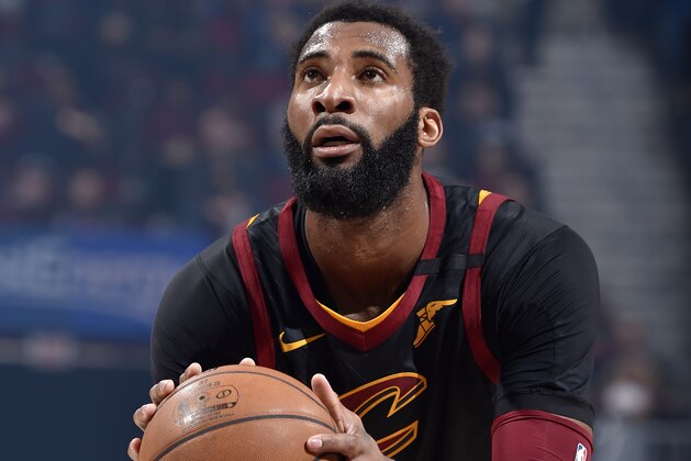 CLEVELAND, OH - MARCH 8: Andre Drummond #3 of the Cleveland Cavaliers shoots the ball against the San Antonio Spurs on March 8, 2020 at Rocket Mortgage FieldHouse in Cleveland, Ohio. NOTE TO USER: User expressly acknowledges and agrees that, by downloading and/or using this Photograph, user is consenting to the terms and conditions of the Getty Images License Agreement. Mandatory Copyright Notice: Copyright 2020 NBAE (Photo by David Liam Kyle/NBAE via Getty Images)