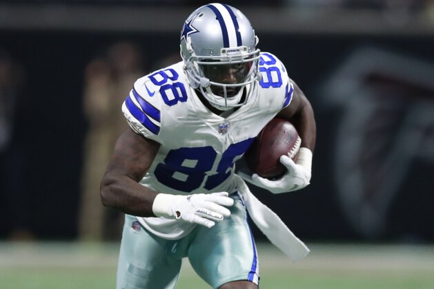 Dallas Cowboys wide receiver Dez Bryant (88) runs with the ball after a catch against the Atlanta Falcons during an NFL football game, Sunday, November 12, 2017, in Atlanta. The Falcons won 27-7. (Jeff Haynes/AP Images for Panini)