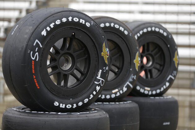 The wing and wheel logo of the Indianapolis Motor Speedway is featured on the tires used by cars during practice at Indianapolis Motor Speedway in Indianapolis, Sunday, May 3, 2015. (AP Photo/Michael Conroy) The wing and wheel logo of the Indianapolis Motor Speedway is featured on the tires used by cars during practice at Indianapolis Motor Speedway in Indianapolis, Sunday, May 3, 2015. (AP Photo/Michael Conroy)