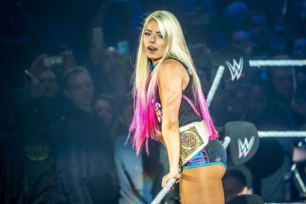 Alexa Bliss gestures in the ring during the WWE show at Zenith Arena on may 09, 2017 in Lille, France. / AFP PHOTO / PHILIPPE HUGUEN        (Photo credit should read PHILIPPE HUGUEN/AFP via Getty Images)