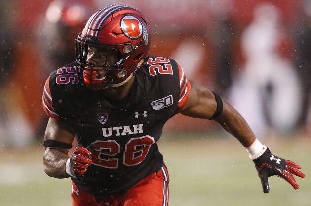 Utah defensive back Terrell Burgess (26) runs up field in the second half of an NCAA college football game against Arizona State Saturday, Oct. 19, 2019, in Salt Lake City. (AP Photo/Rick Bowmer)