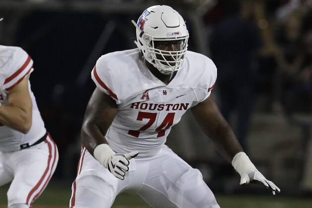 Houston offensive lineman Josh Jones (74) in the first half during an NCAA college football game against Arizona, Saturday, Sept. 9, 2017, in Tucson, Ariz. (AP Photo/Rick Scuteri)