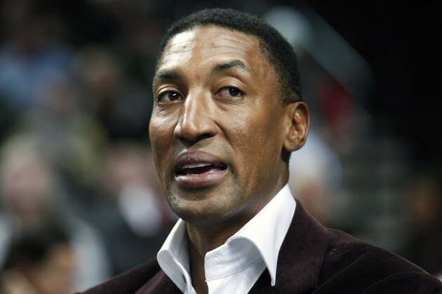 FILE- This March 1, 2012 file photo shows former NBA player Scottie Pippen during an NBA basketball game in Portland, Ore. Former Chicago Bulls star Scottie Pippen is being sued over a fight with an autograph-seeker at an upscale Southern California restaurant, Thursday, July 11, 2013. (AP Photo/Rick Bowmer, File)