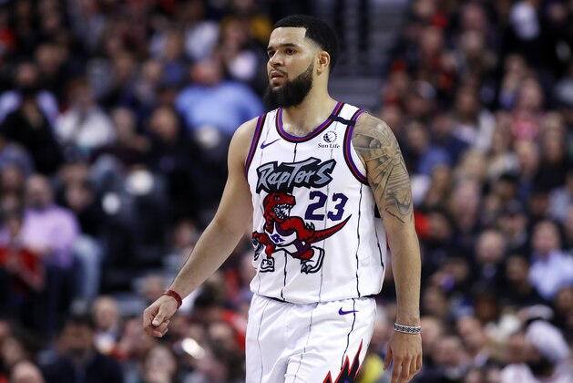 TORONTO, ON - FEBRUARY 25: Fred VanVleet #23 of the Toronto Raptors looks on during the second half of an NBA game against the Milwaukee Bucks at Scotiabank Arena on February 25, 2020 in Toronto, Canada. NOTE TO USER: User expressly acknowledges and agrees that, by downloading and or using this photograph, User is consenting to the terms and conditions of the Getty Images License Agreement. (Photo by Vaughn Ridley/Getty Images) TORONTO, ON - FEBRUARY 25: Fred VanVleet #23 of the Toronto Raptors looks on during the second half of an NBA game against the Milwaukee Bucks at Scotiabank Arena on February 25, 2020 in Toronto, Canada. NOTE TO USER: User expressly acknowledges and agrees that, by downloading and or using this photograph, User is consenting to the terms and conditions of the Getty Images License Agreement. (Photo by Vaughn Ridley/Getty Images)