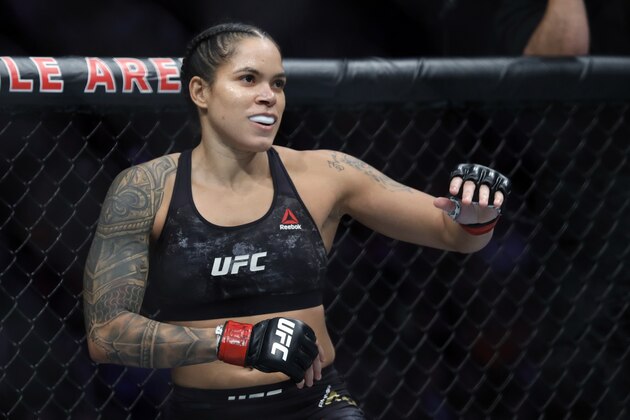 LAS VEGAS, NEVADA - DECEMBER 14: UFC women's bantamweight champion Amanda Nunes prepares for a title defense against Germaine de Ranamie during UFC 245 at T-Mobile Arena on December 14, 2019 in Las Vegas, Nevada. Nunes retained her title by unanimous decision.
  (Photo by Steve Marcus/Getty Images)