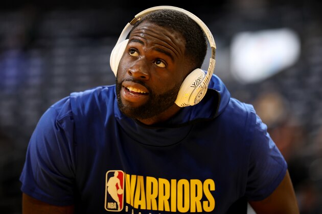 SAN FRANCISCO, CA - FEBRUARY 27:  Draymond Green #23 of the Golden State Warriors looks on against the Los Angeles Lakers prior to his game against  on February 27, 2020 at Chase Center in San Francisco, California. NOTE TO USER: User expressly acknowledges and agrees that, by downloading and or using this photograph, user is consenting to the terms and conditions of Getty Images License Agreement. Mandatory Copyright Notice: Copyright 2020 NBAE (Photo by Jed Jacobsohn/NBAE via Getty Images)