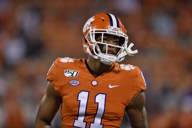 Clemson linebacker Isaiah Simmons defends during an NCAA college football game against Boston College Saturday, Oct. 26, 2019, in Clemson, S.C. (AP Photo/Richard Shiro)