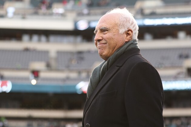 PHILADELPHIA, PA - JANUARY 05: Owner Jeffrey Lurie of the Philadelphia Eagles looks on prior to the NFC Wild Card game against the Seattle Seahawks at Lincoln Financial Field on January 5, 2020 in Philadelphia, Pennsylvania. (Photo by Mitchell Leff/Getty Images) PHILADELPHIA, PA - JANUARY 05: Owner Jeffrey Lurie of the Philadelphia Eagles looks on prior to the NFC Wild Card game against the Seattle Seahawks at Lincoln Financial Field on January 5, 2020 in Philadelphia, Pennsylvania. (Photo by Mitchell Leff/Getty Images)