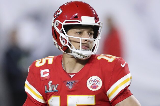 Kansas City Chiefs quarterback Patrick Mahomes (15) scrambles against the San Francisco 49ers at Super Bowl 54 on Feb. 2, 2020, in Miami Gardens, Fla. The Chiefs won the game 31-20. (AP Photo/Gregory Payan)