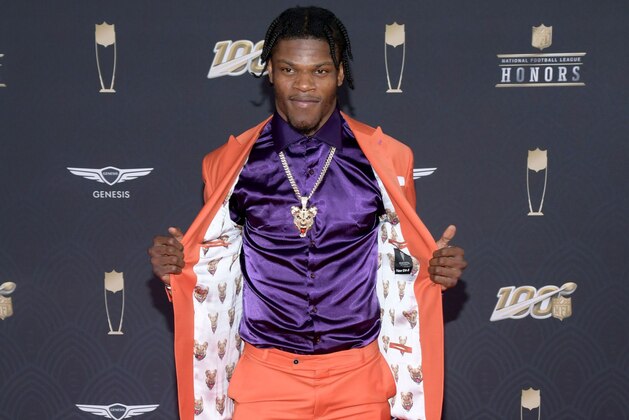 MIAMI, FLORIDA - FEBRUARY 01: Lamar Jackson attends the 9th Annual NFL Honors at Adrienne Arsht Center on February 01, 2020 in Miami, Florida. (Photo by Jason Kempin/Getty Images)