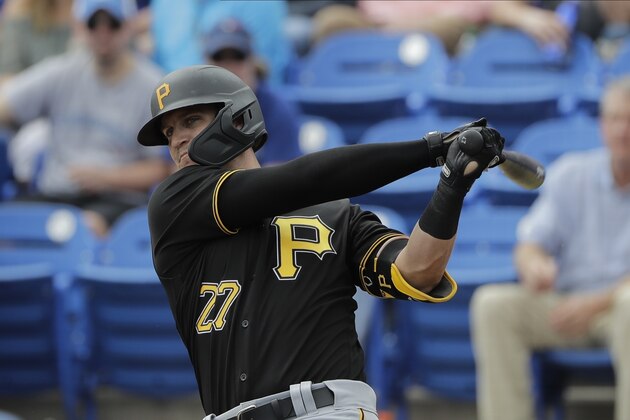Pittsburgh Pirates' Kevin Newman during the first inning of a spring training baseball game against the Toronto Blue Jays Monday, March 2, 2020, in Dunedin, Fla. (AP Photo/Frank Franklin II) Pittsburgh Pirates' Kevin Newman during the first inning of a spring training baseball game against the Toronto Blue Jays Monday, March 2, 2020, in Dunedin, Fla. (AP Photo/Frank Franklin II)